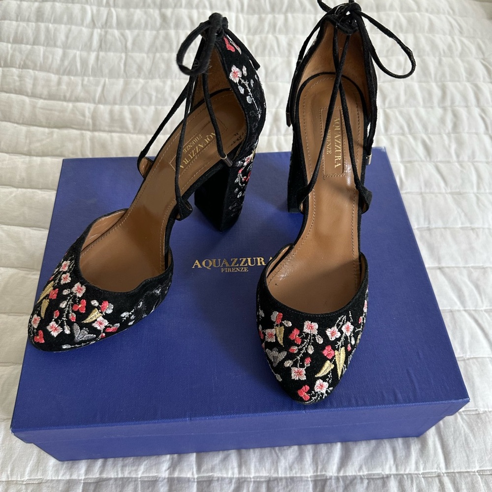 AQUAZZURA - Black floral heels - Picture 2 of 5